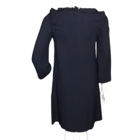 A.P.C. Dress, 36/XS, Ruffle Neck/Shoulder, Dark/Navy Blue, POCKETS, Short, Shift - Picture 7 of 14
